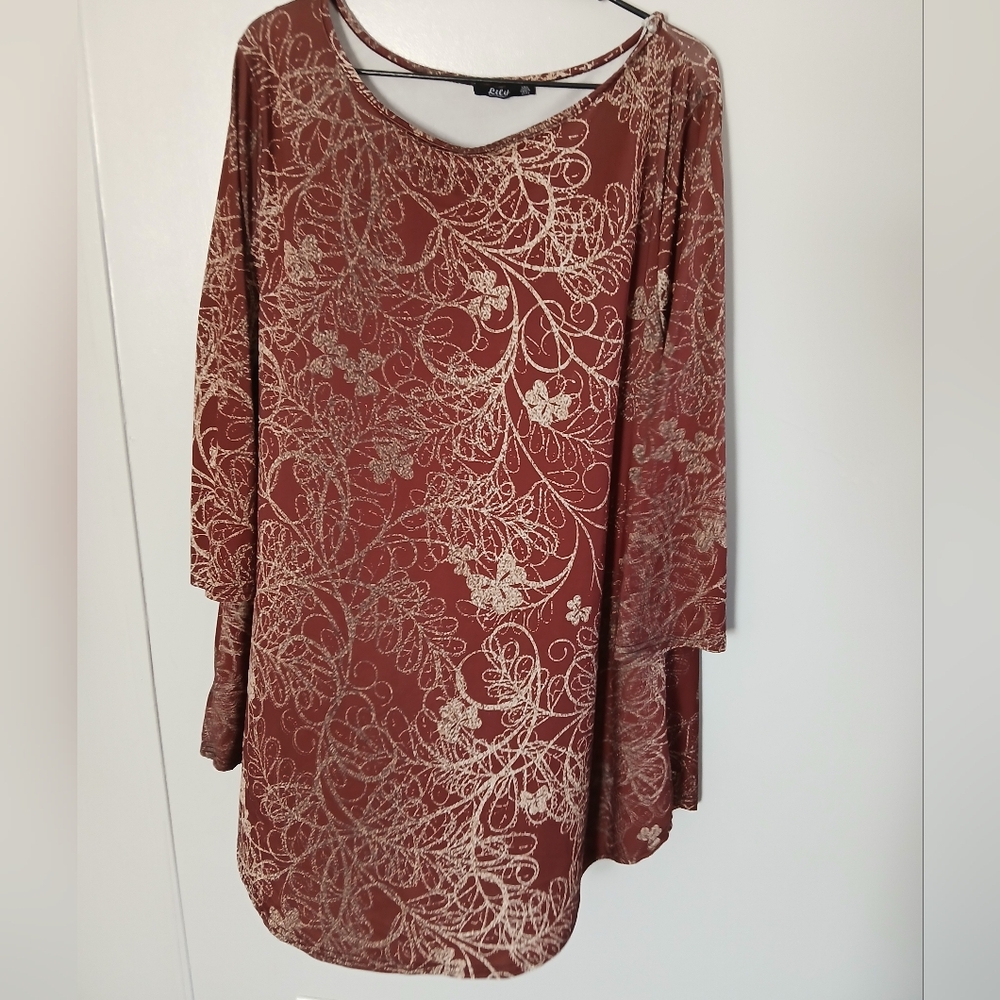 Lily by Firmiana 3XL rust red and cream tunic
